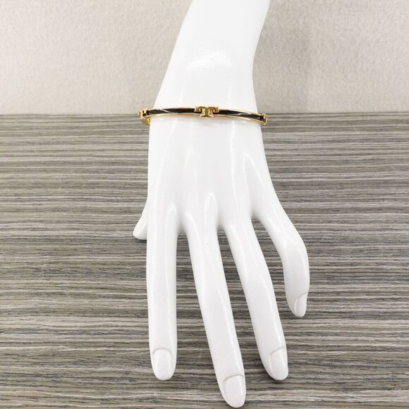 Tory Burch Serif-T Enameled Stackable Bracelet Black OS - Picture 5 of 12